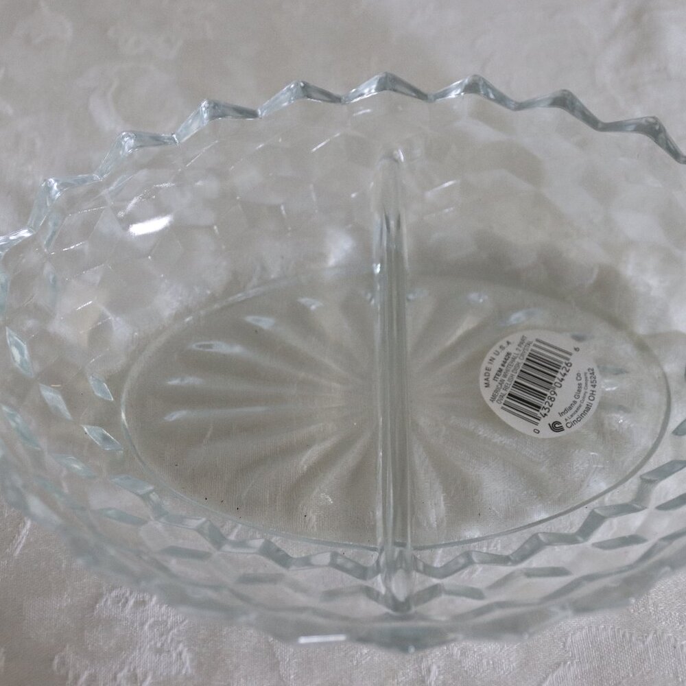 Vintage never used American Whitehall 2 part oval relish dish